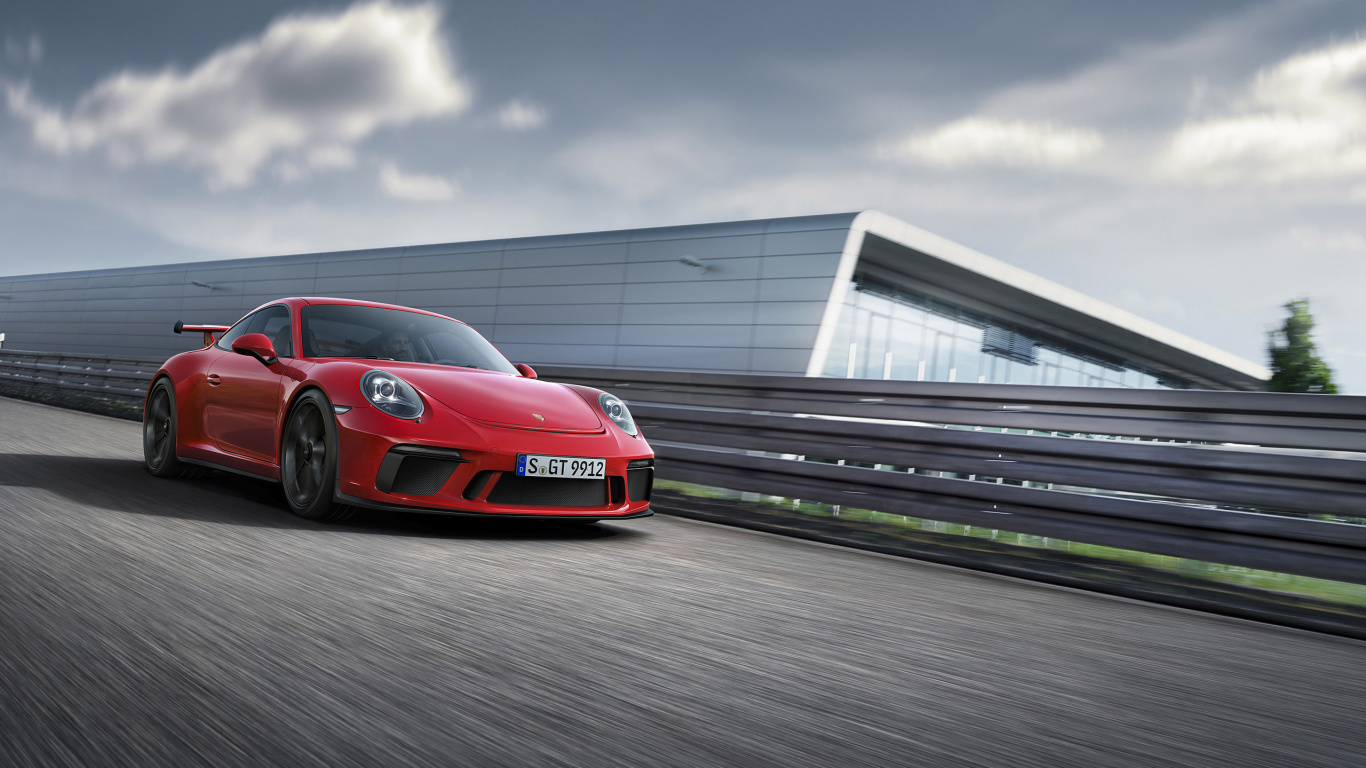 Porsche 911 Rouge Sur Route. Wallpaper in 1366x768 Resolution