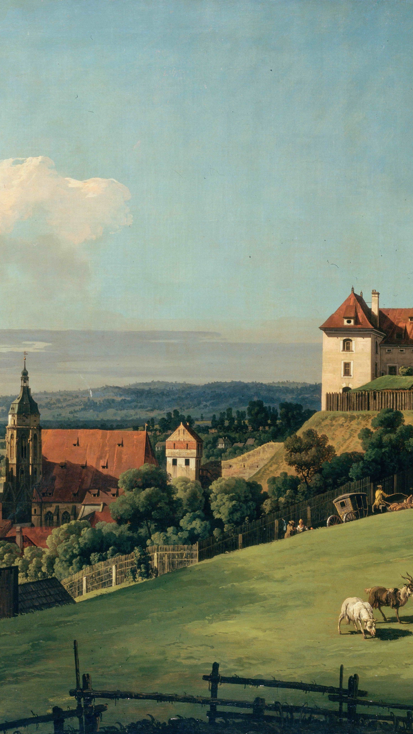 Vaca Marrón y Blanca en la Pintura Del Campo de Hierba Verde. Wallpaper in 1440x2560 Resolution