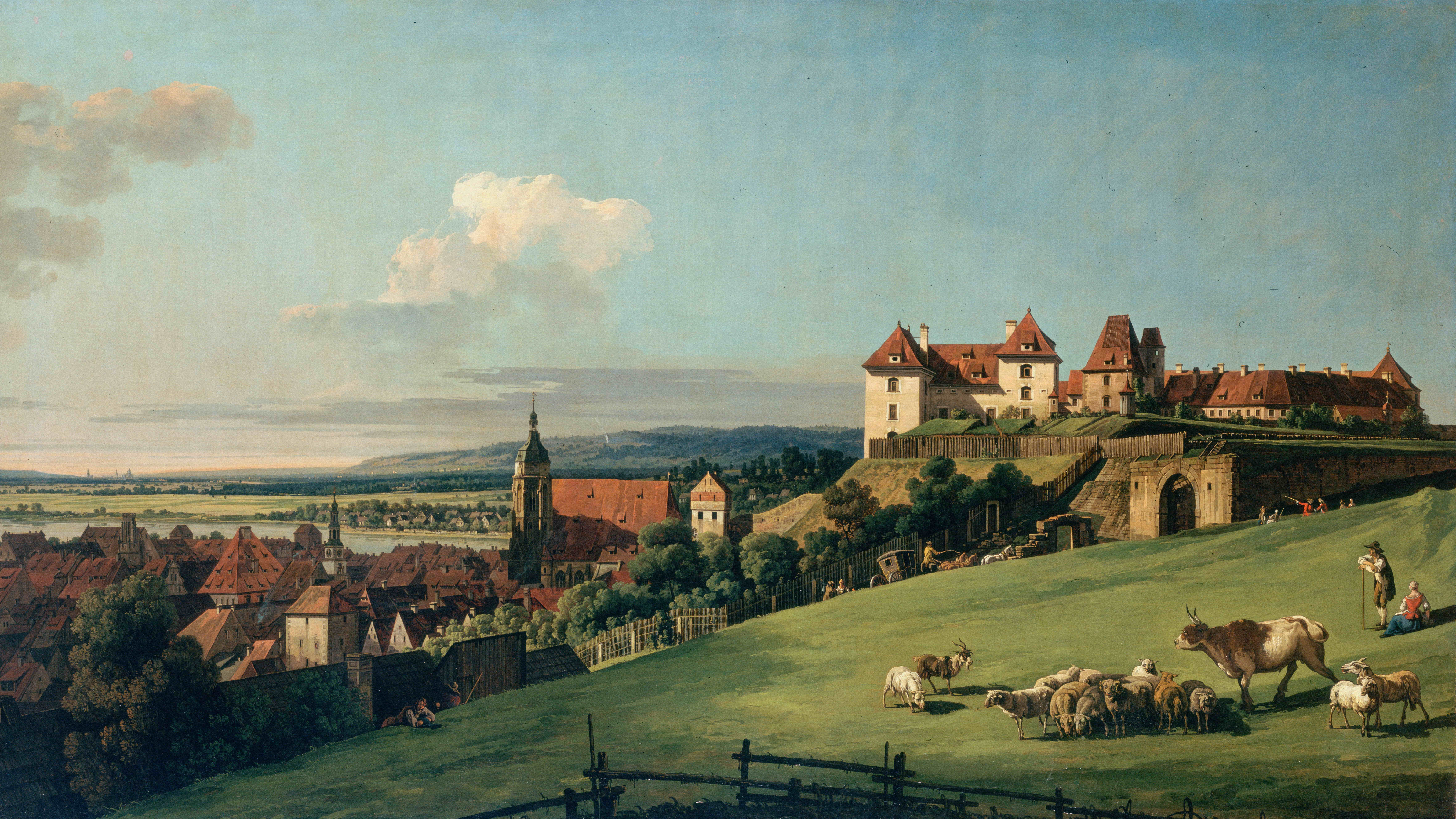 Brown and White Cow on Green Grass Field Painting. Wallpaper in 7680x4320 Resolution