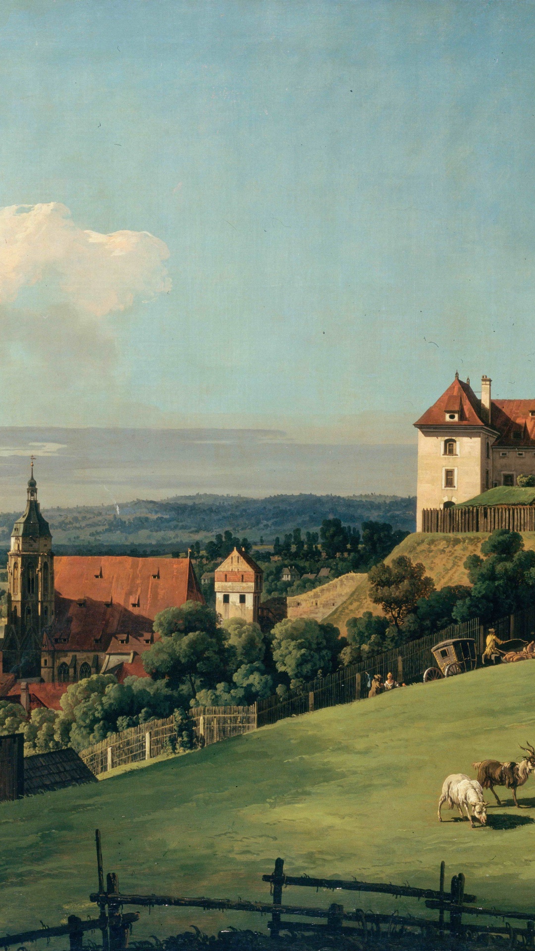 Vache Brune et Blanche Sur la Peinture de Champ D'herbe Verte. Wallpaper in 1080x1920 Resolution