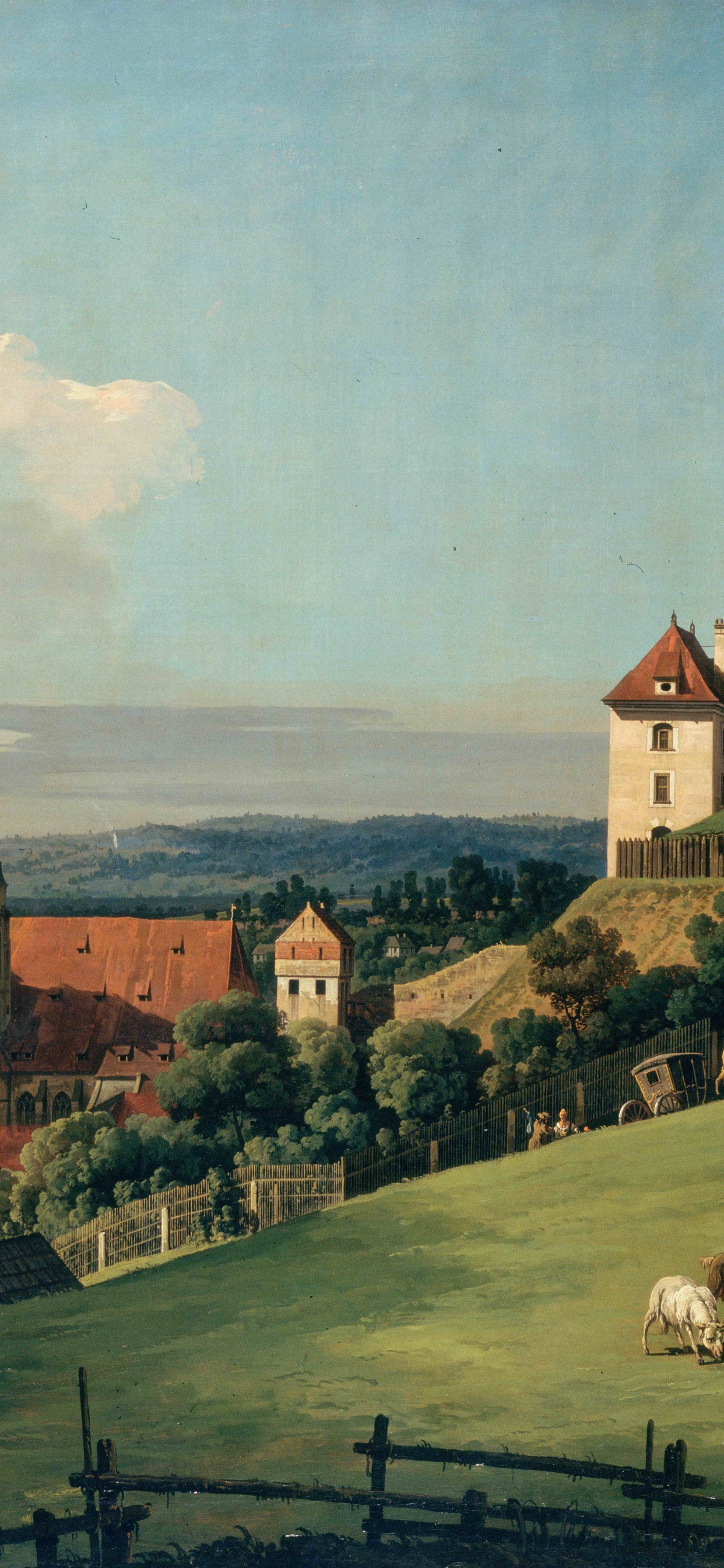 Vache Brune et Blanche Sur la Peinture de Champ D'herbe Verte. Wallpaper in 1242x2688 Resolution