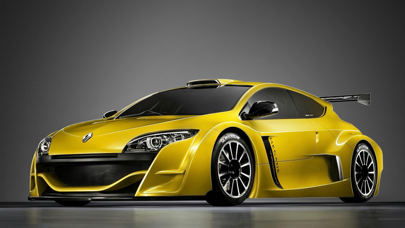 Gelber Lamborghini Aventador Auf Grauem Hintergrund. Wallpaper in 1366x768 Resolution