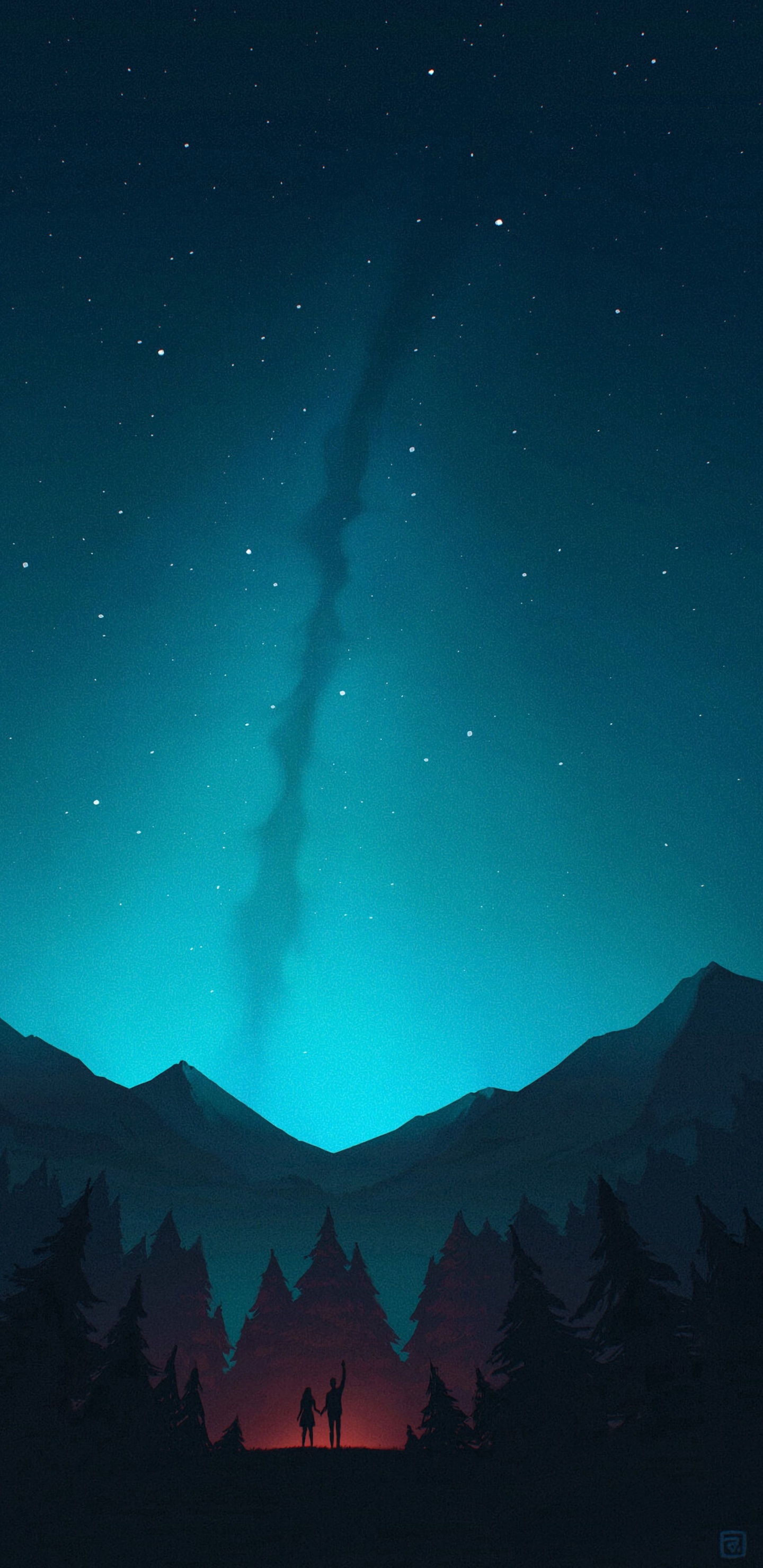 Art, Space, Landscape, Atmosphere, Mountain. Wallpaper in 1440x2960 Resolution