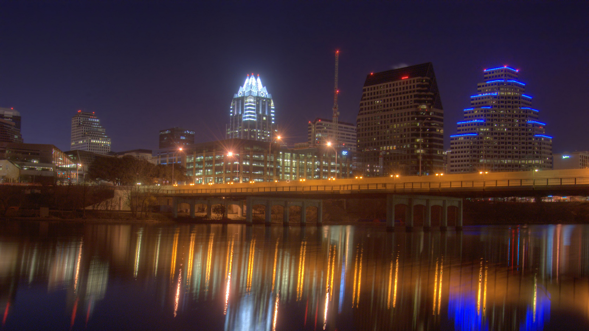 City Skyline During Night Time. Wallpaper in 1920x1080 Resolution