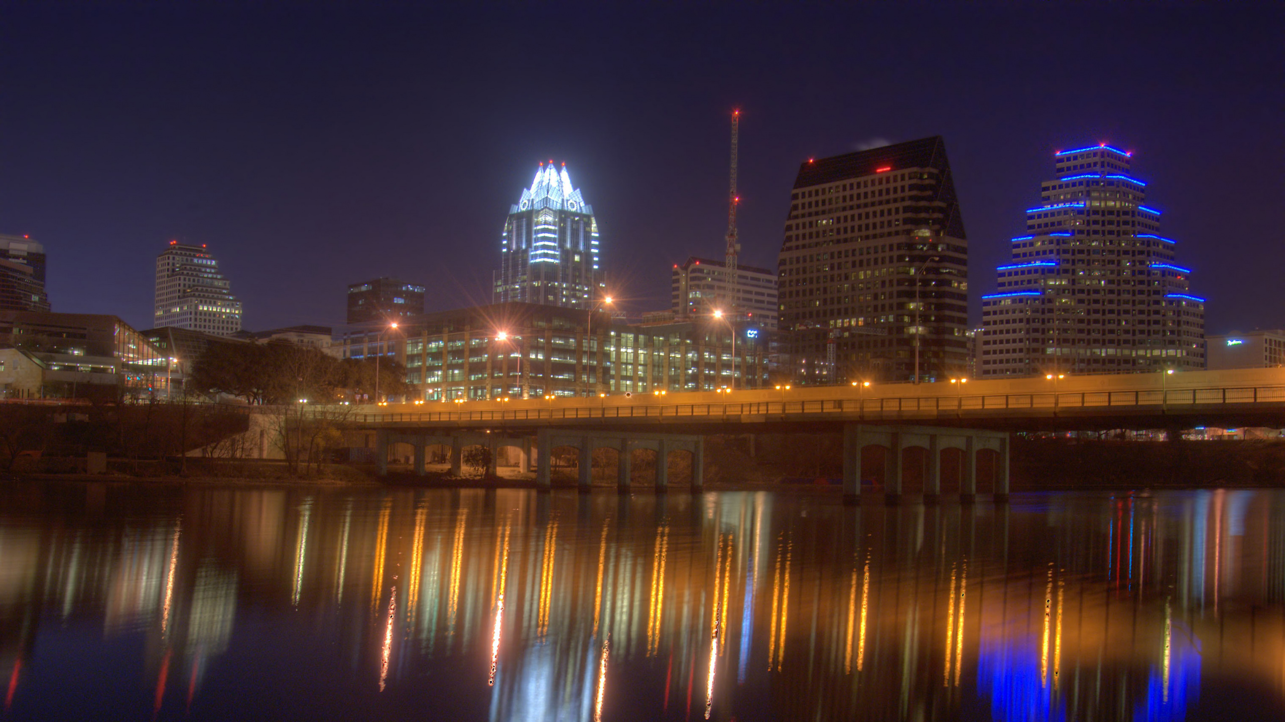 City Skyline During Night Time. Wallpaper in 2560x1440 Resolution