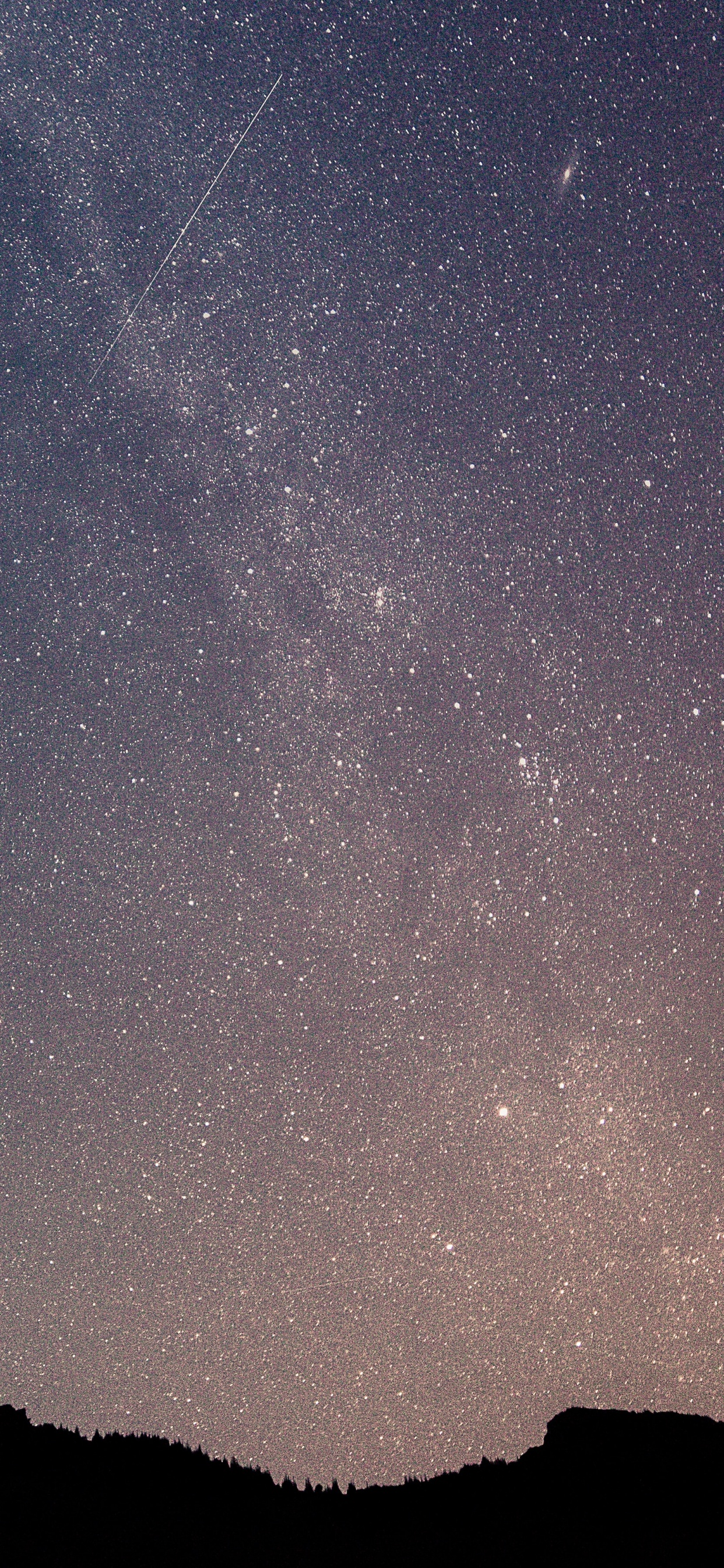 Silhouette of Mountain Under Starry Night. Wallpaper in 1242x2688 Resolution