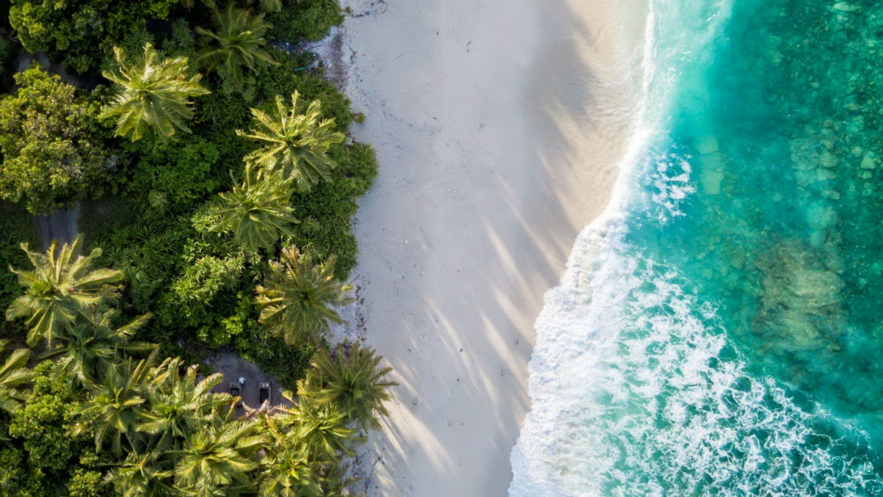 Fuvahmulah, Vuelo, Mar, Naturaleza, Agua. Wallpaper in 1280x720 Resolution