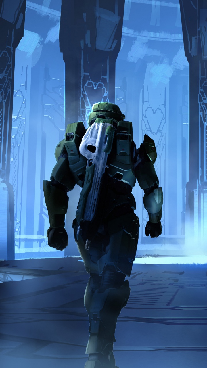 Halo Infinite, Blue, Light, Darkness, Digital Compositing. Wallpaper in 720x1280 Resolution