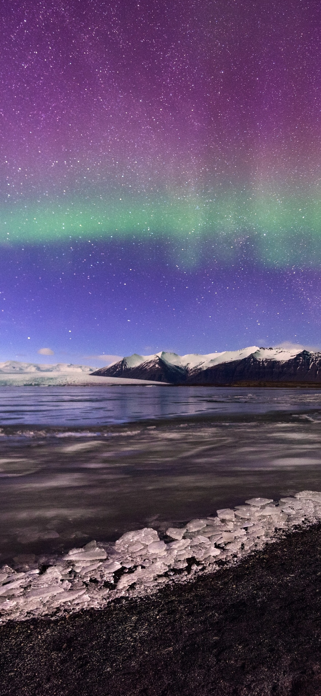 Aurora, Glacier, Lumière, Eau, Paysage Naturel. Wallpaper in 1125x2436 Resolution
