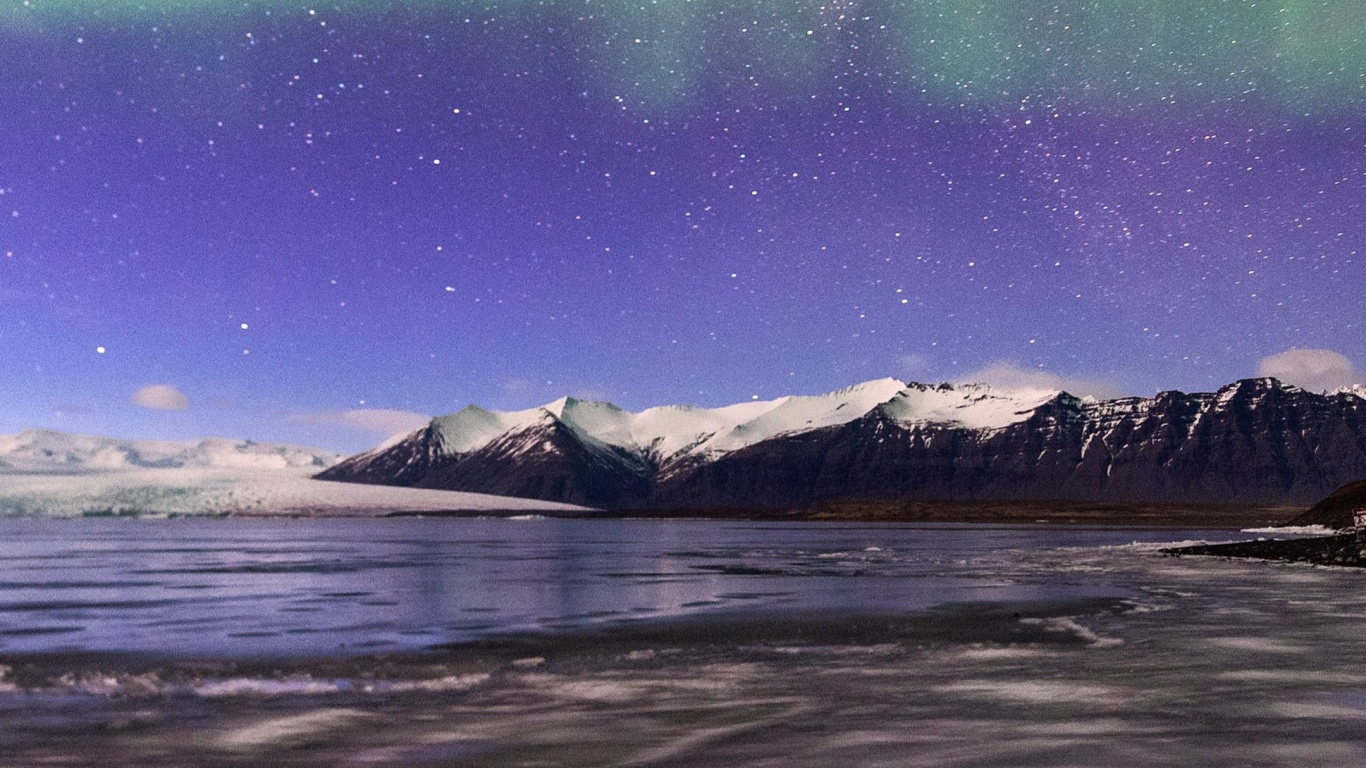 Aurora, Glacier, Lumière, Eau, Paysage Naturel. Wallpaper in 1366x768 Resolution