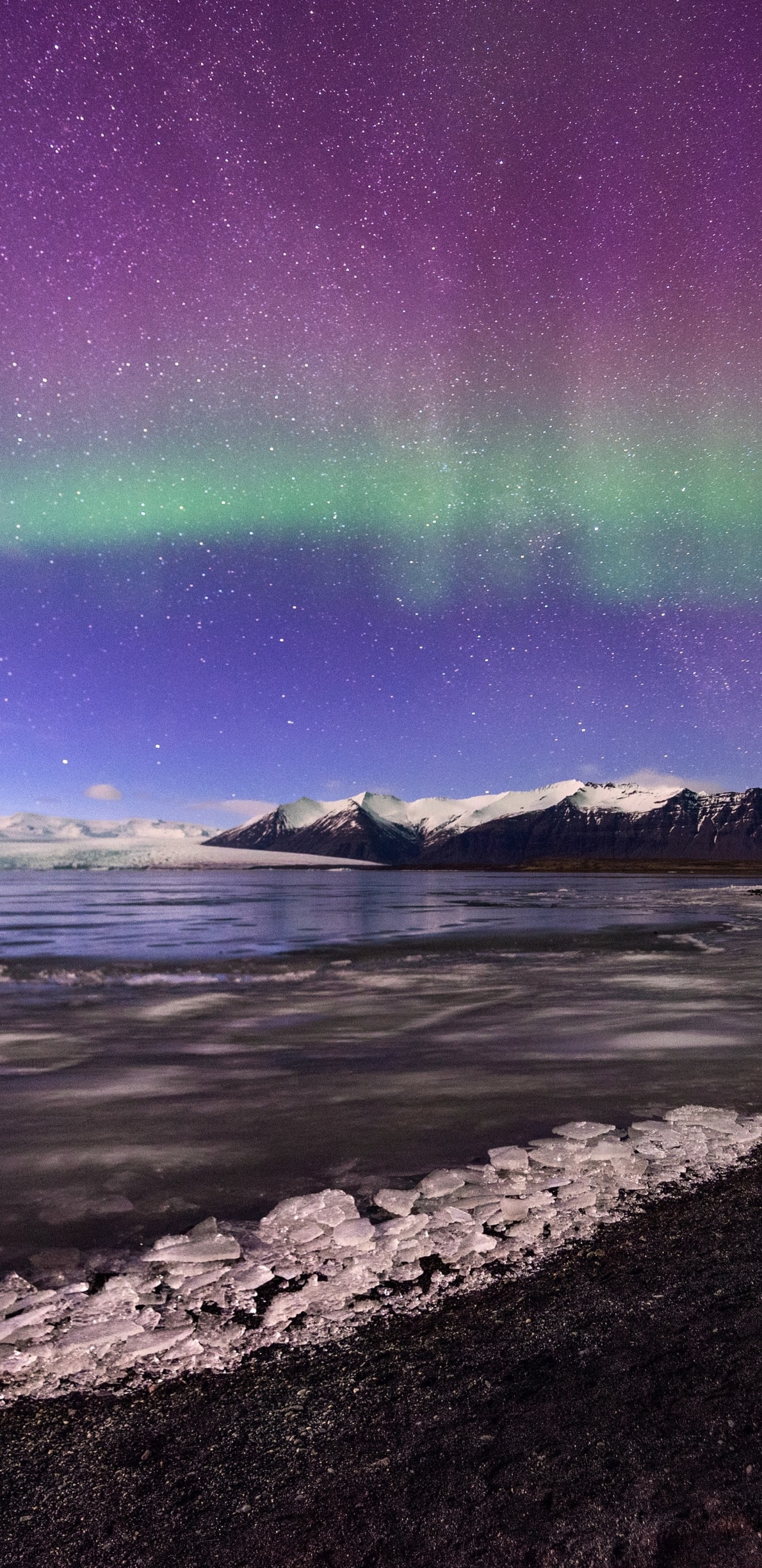 Aurora, Glacier, Lumière, Eau, Paysage Naturel. Wallpaper in 1440x2960 Resolution