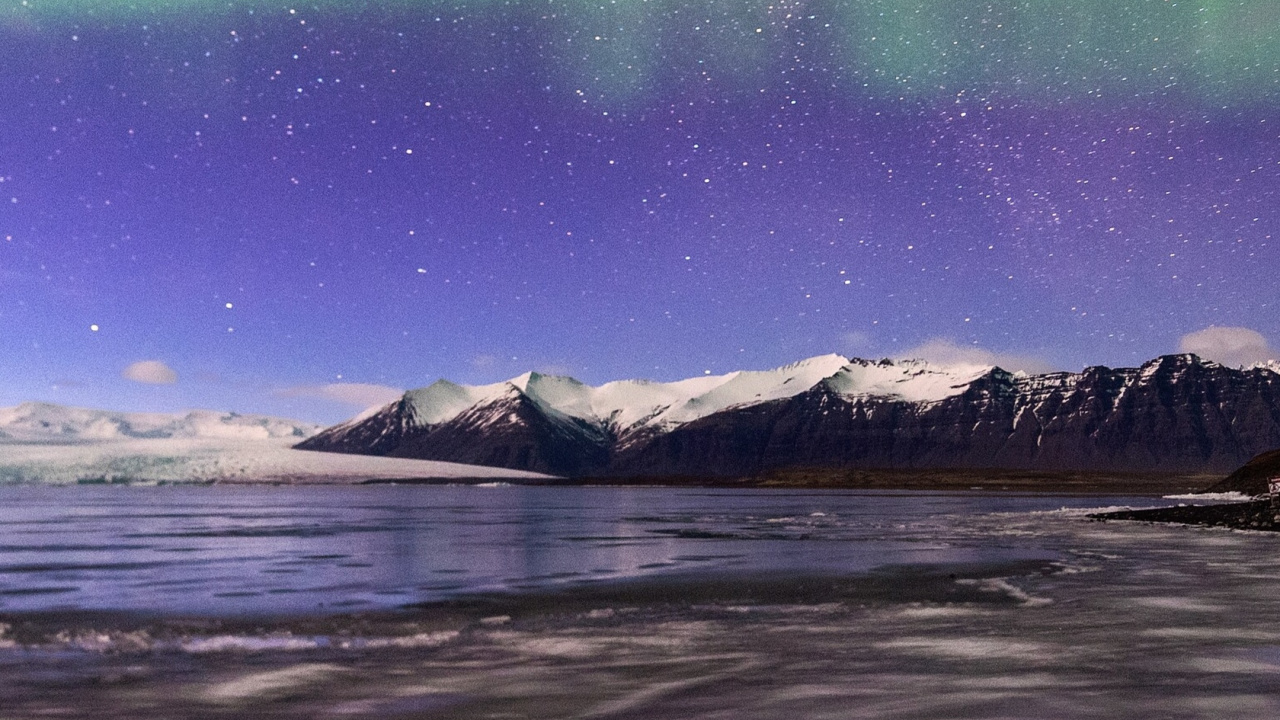 Aurora, Gletscher, Licht, Wasser, Naturlandschaft. Wallpaper in 1280x720 Resolution