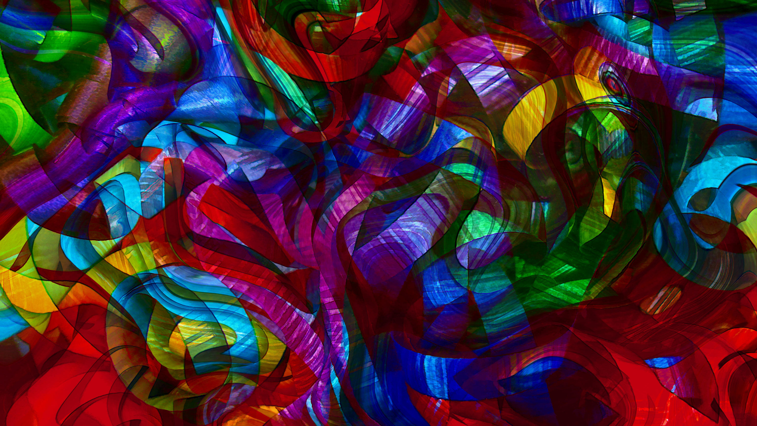 Red Yellow Blue and Green Abstract Painting. Wallpaper in 2560x1440 Resolution