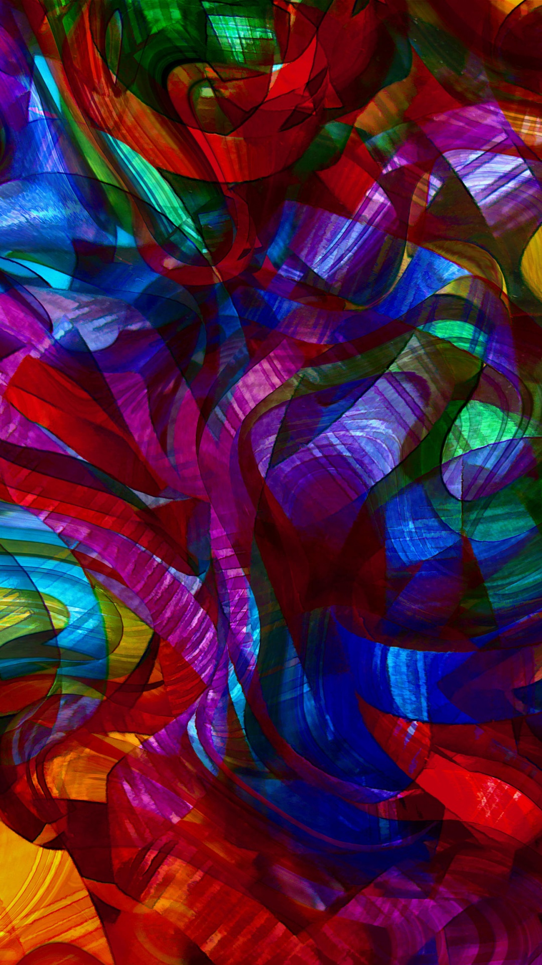 Cuadro Abstracto Rojo Amarillo Azul y Verde. Wallpaper in 1080x1920 Resolution