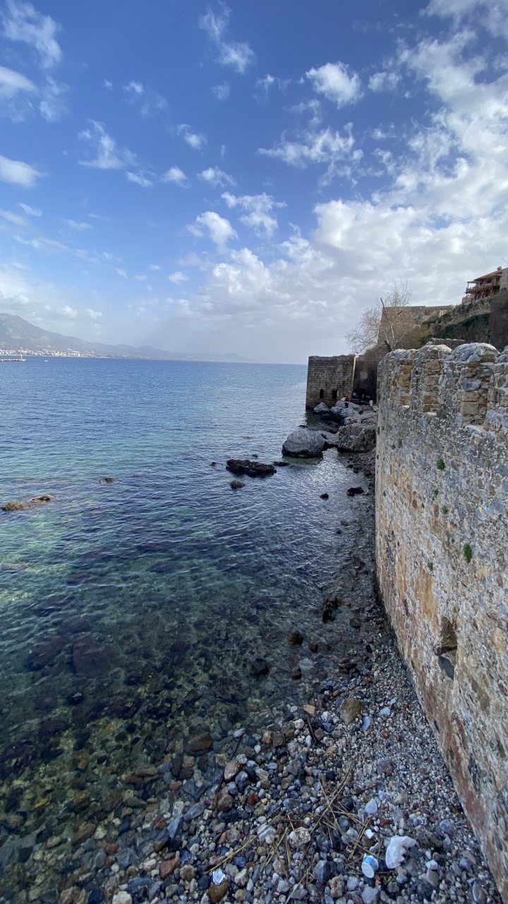 Sea, Cloud, Water, Azure, Bedrock. Wallpaper in 720x1280 Resolution