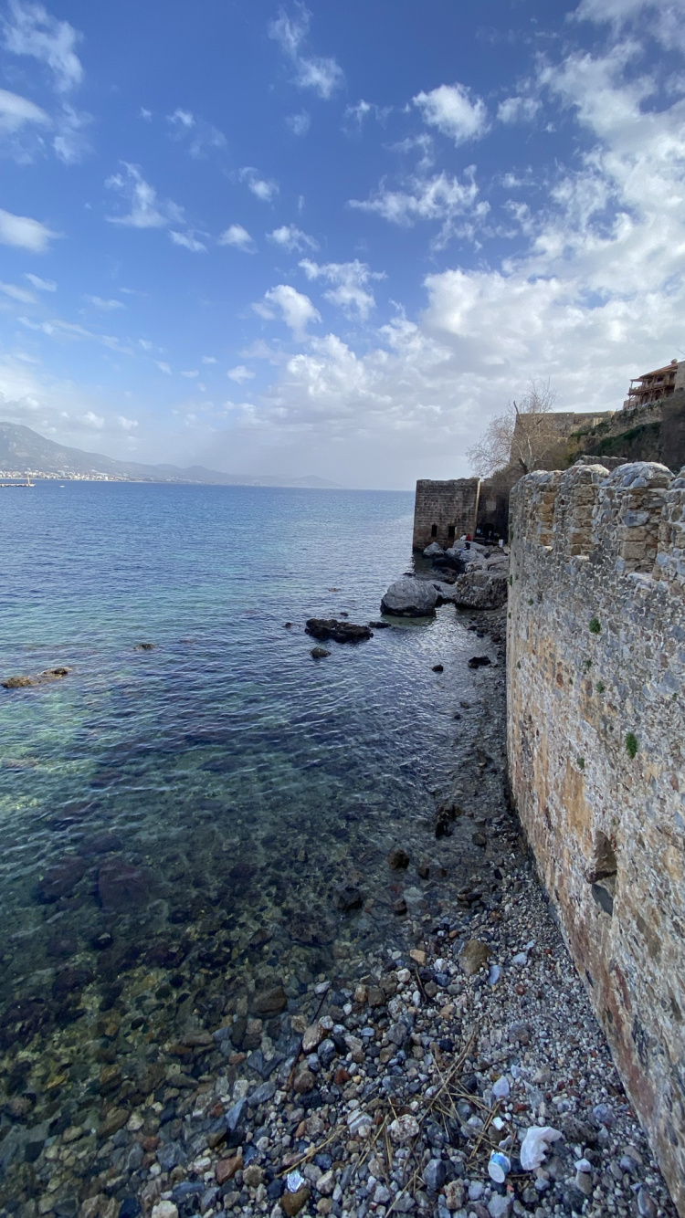Sea, Cloud, Water, Azure, Bedrock. Wallpaper in 750x1334 Resolution