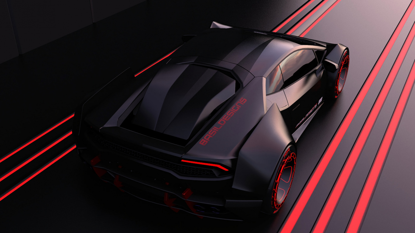 Coche Deportivo Ferrari Rojo en Túnel Rojo y Negro. Wallpaper in 1366x768 Resolution