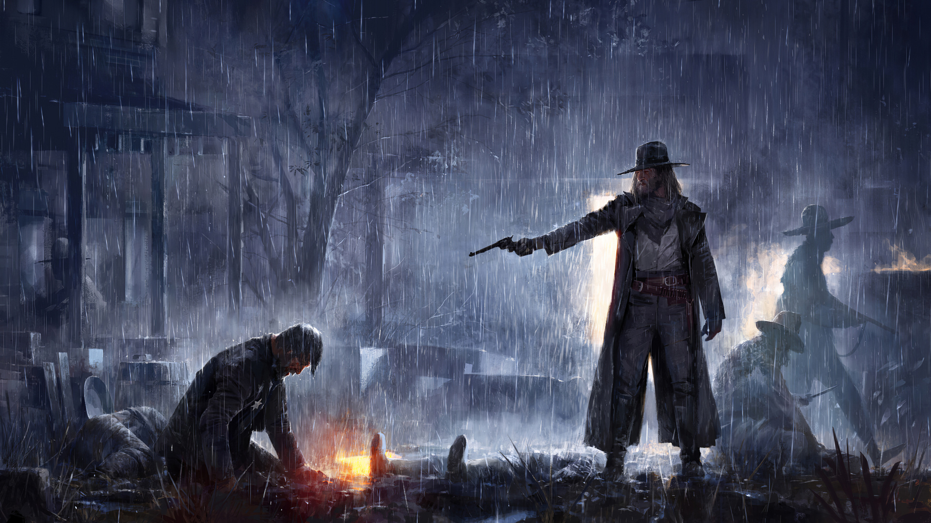 Warrior in The Rain, Wild West Online, World, Art, Smoke. Wallpaper in 1920x1080 Resolution