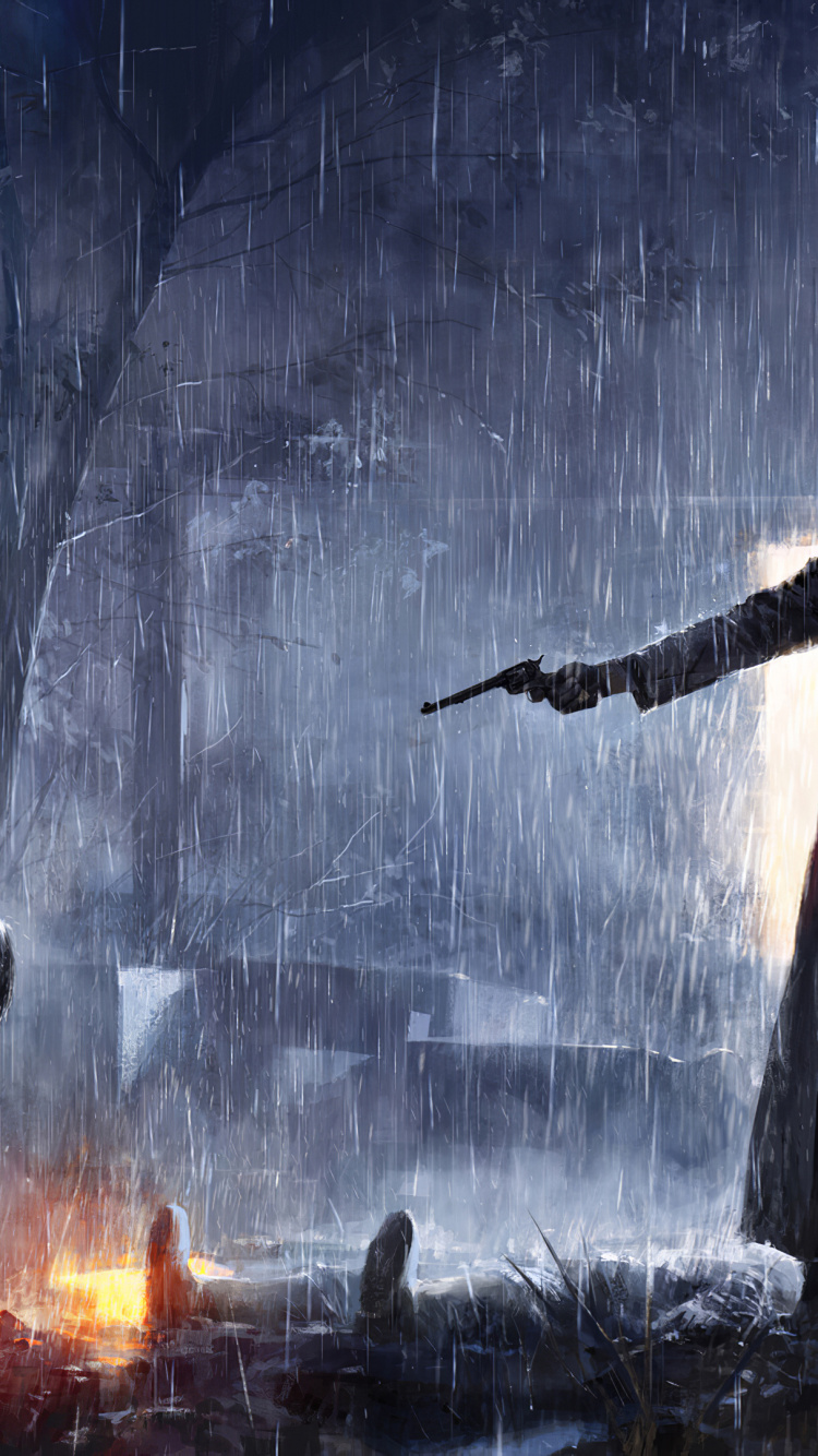 Warrior in The Rain, Wild West Online, World, Art, Smoke. Wallpaper in 750x1334 Resolution