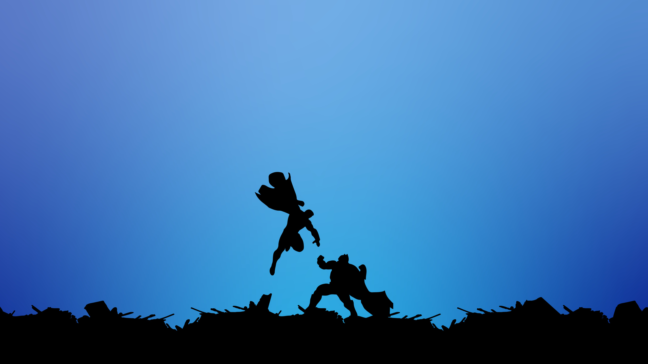 Batman, dc Comics, Superman, Batman vs Superman, Silhouette. Wallpaper in 2560x1440 Resolution