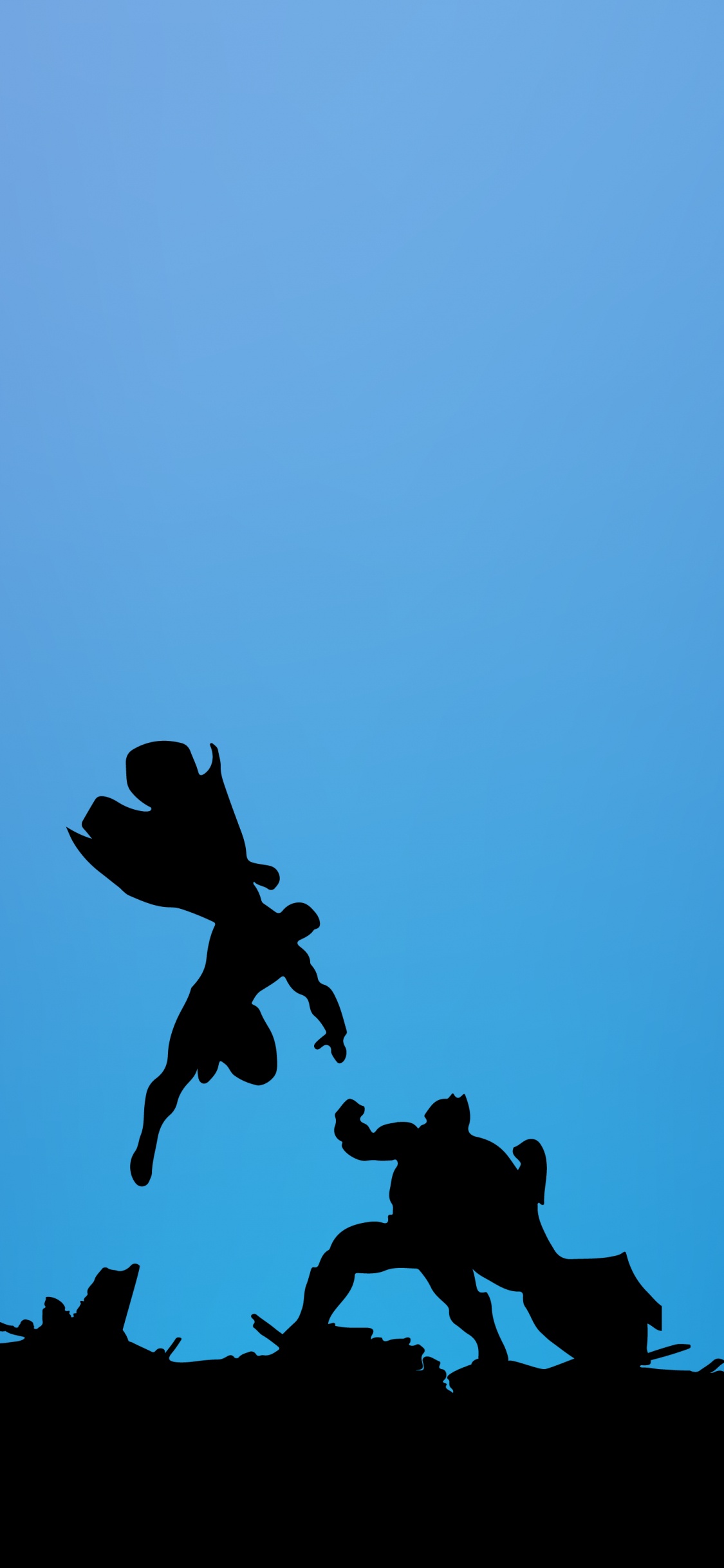 Batman, dc Comics, Superman, Batman vs Superman, Silueta. Wallpaper in 1125x2436 Resolution