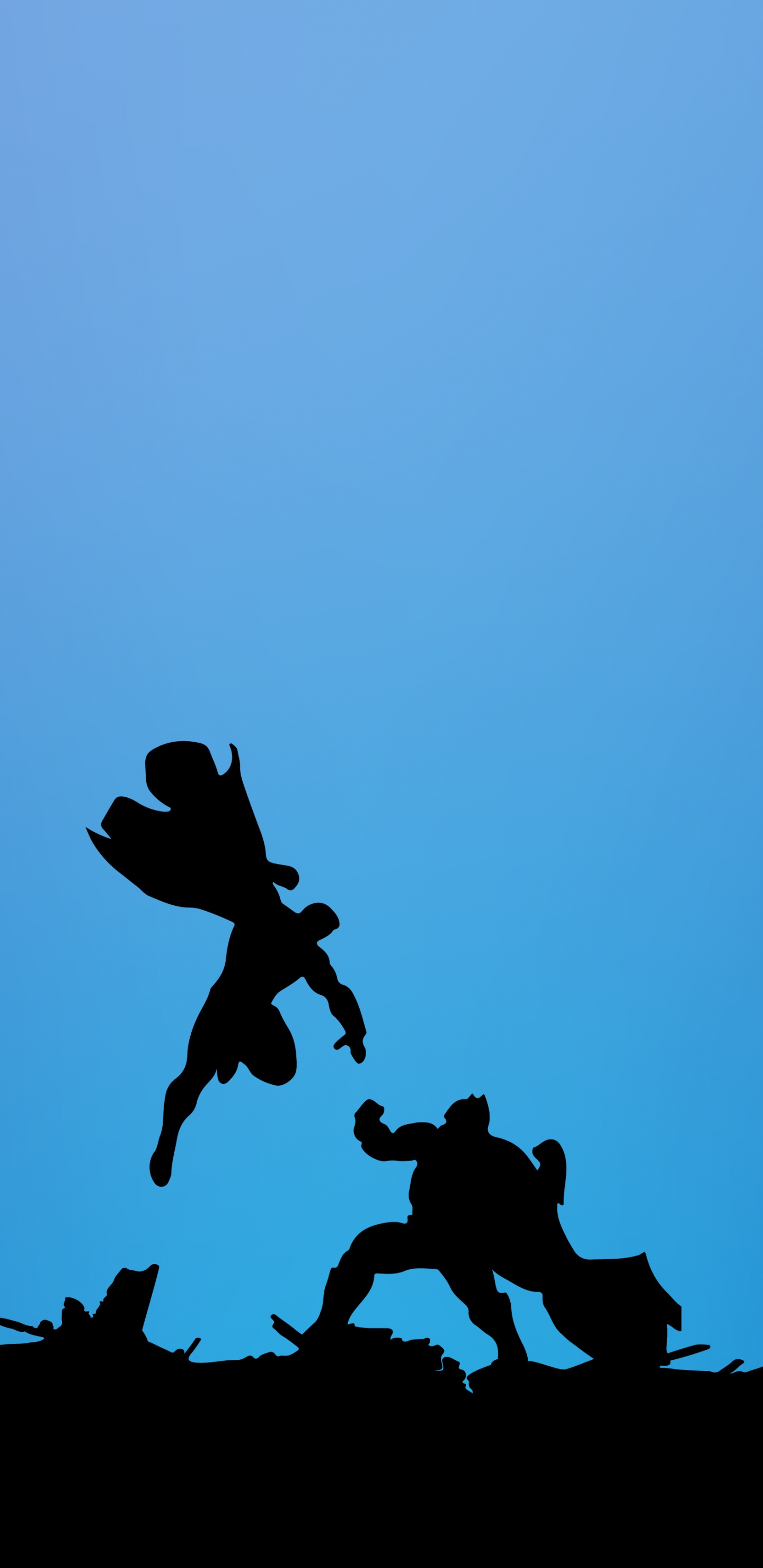 Batman, dc Comics, Superman, Batman vs Superman, Silueta. Wallpaper in 1440x2960 Resolution