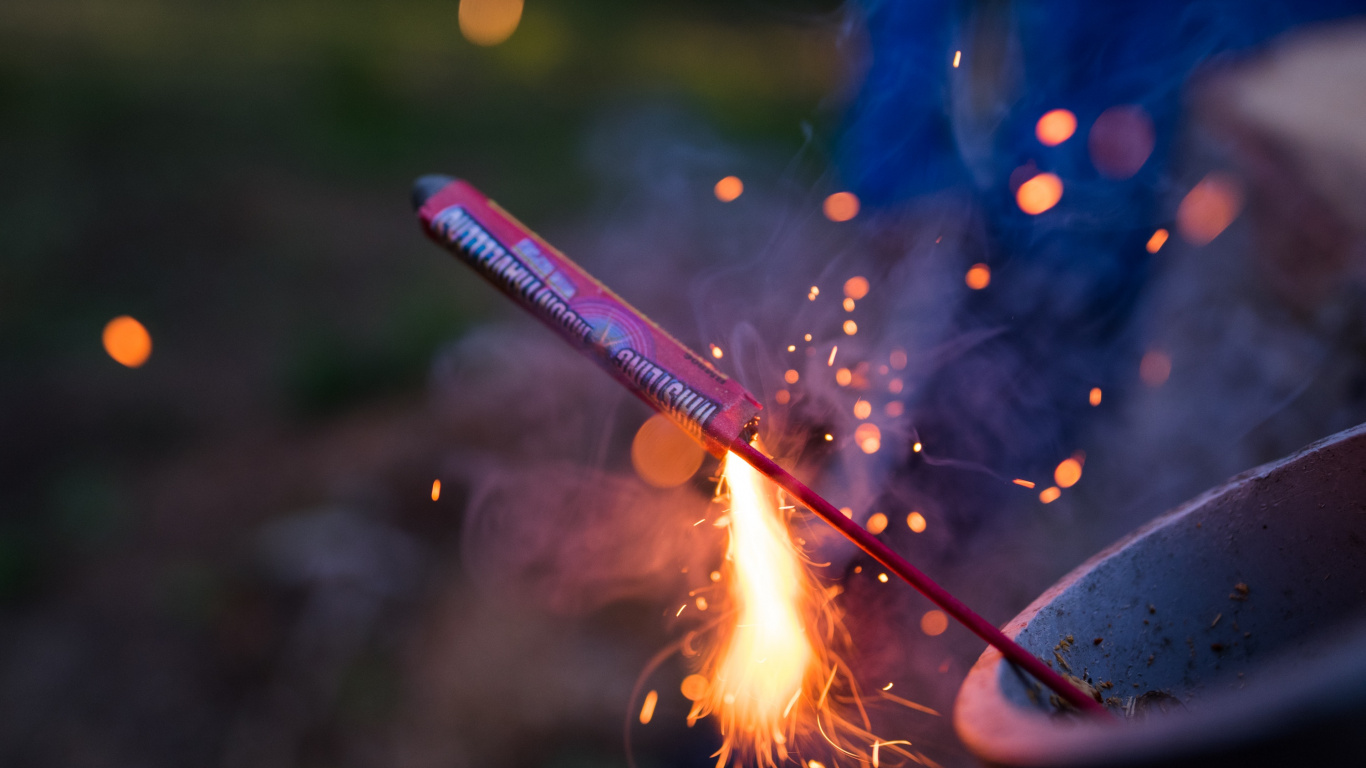 Firecracker, Fireworks, Sparkler, Diwali, Night. Wallpaper in 1366x768 Resolution