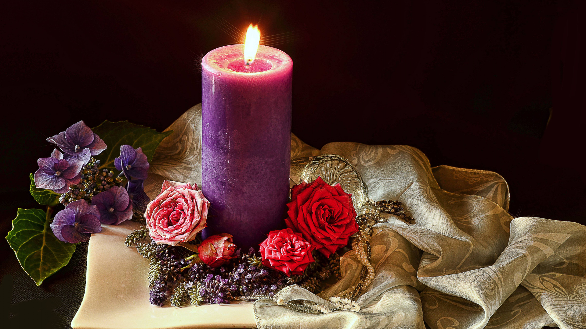 Todavía la Vida, Morado, Cera, Centro de Mesa, Las Rosas de Jardín. Wallpaper in 1920x1080 Resolution