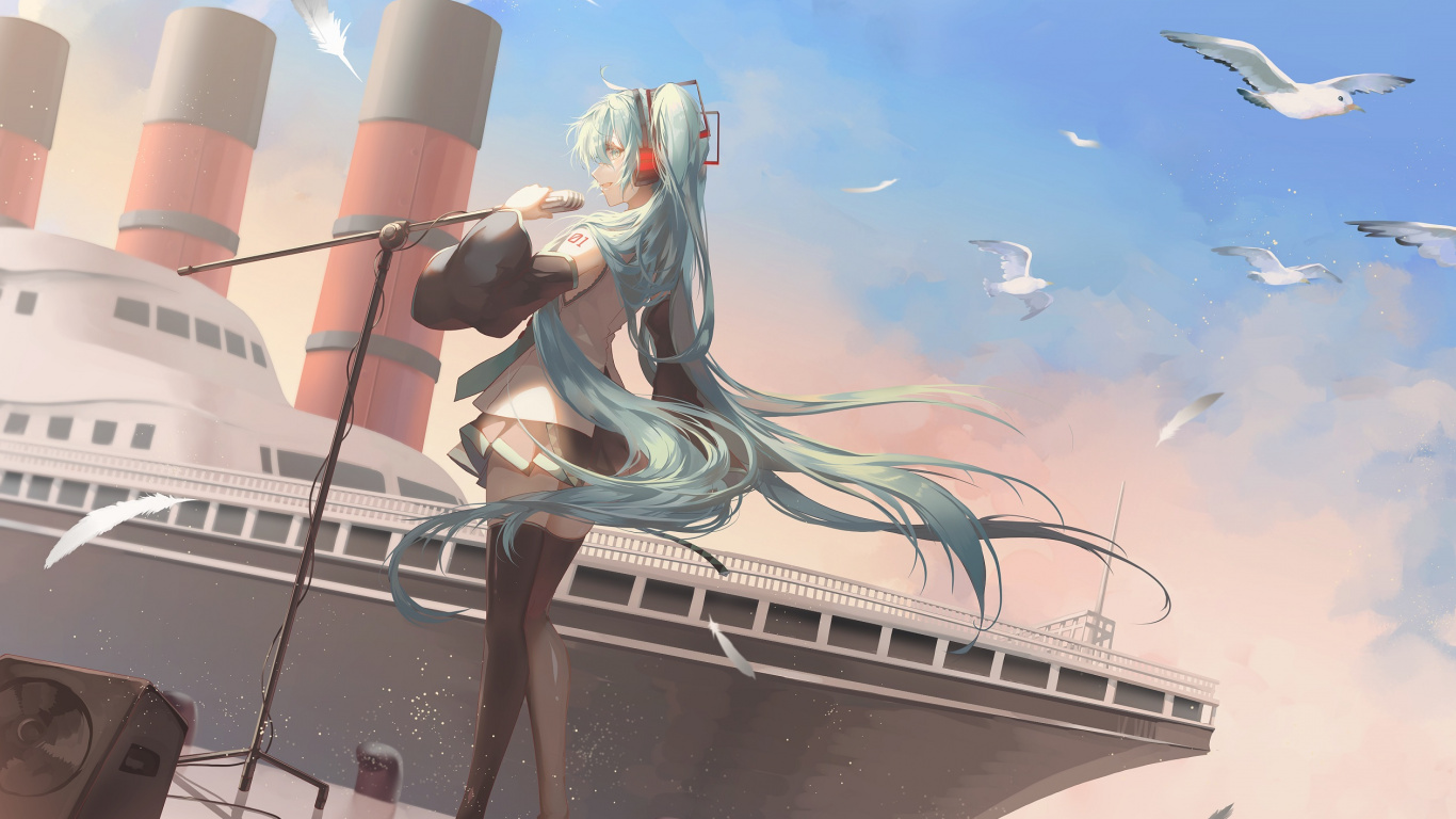 初音未来, 艺术创作, 卡通, 艺术, 虚构的人物 壁纸 1366x768 允许