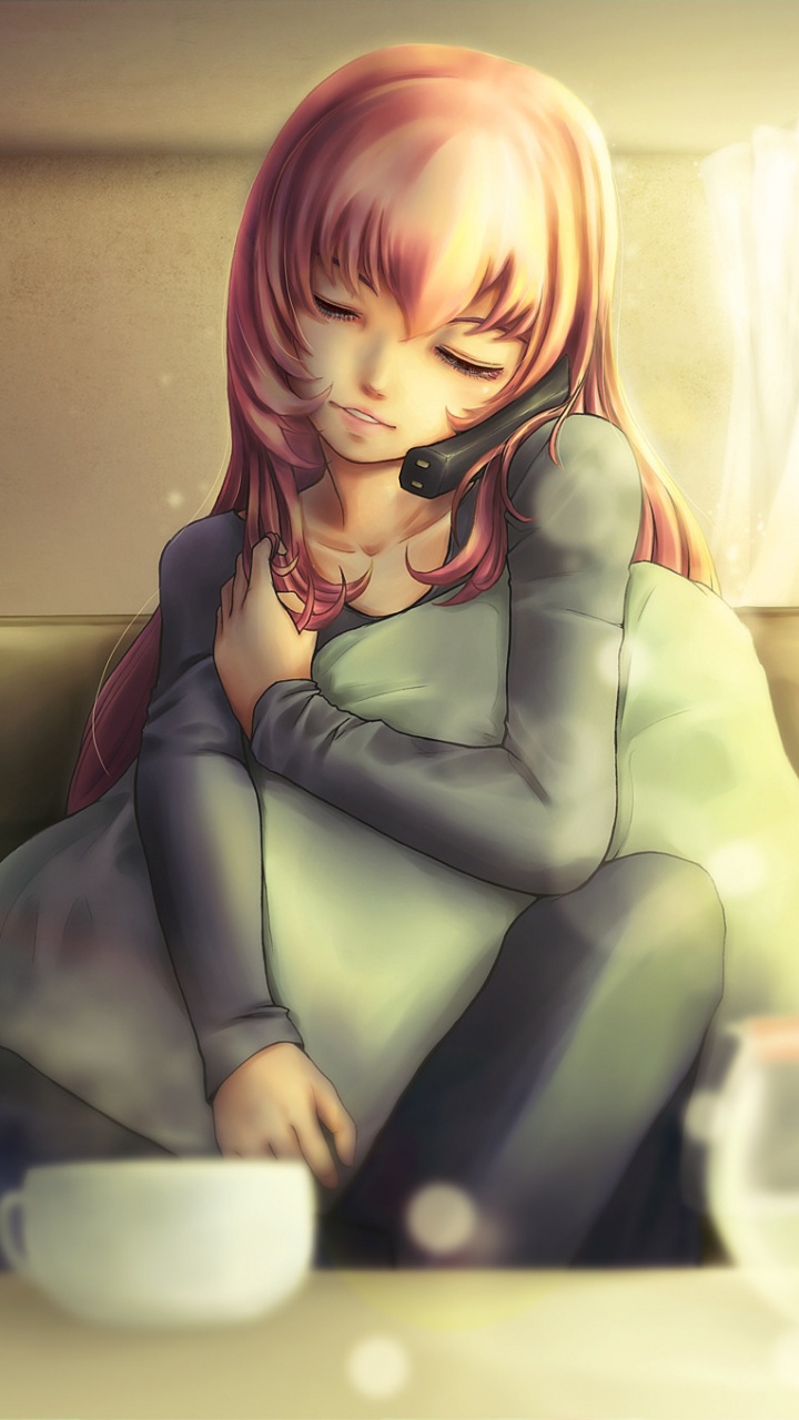 Mujer en Camisa de Manga Larga Verde Sentada en el Sofá Ilustración. Wallpaper in 720x1280 Resolution