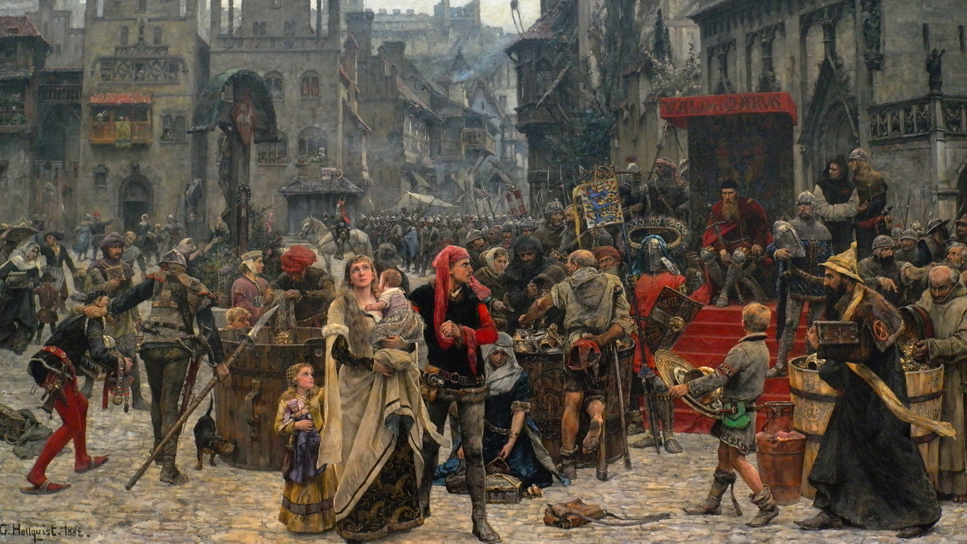 Les Gens en Costume Traditionnel Marron et Rouge Assis Sur Une Chaise en Bois Marron Pendant la Journée. Wallpaper in 1920x1080 Resolution