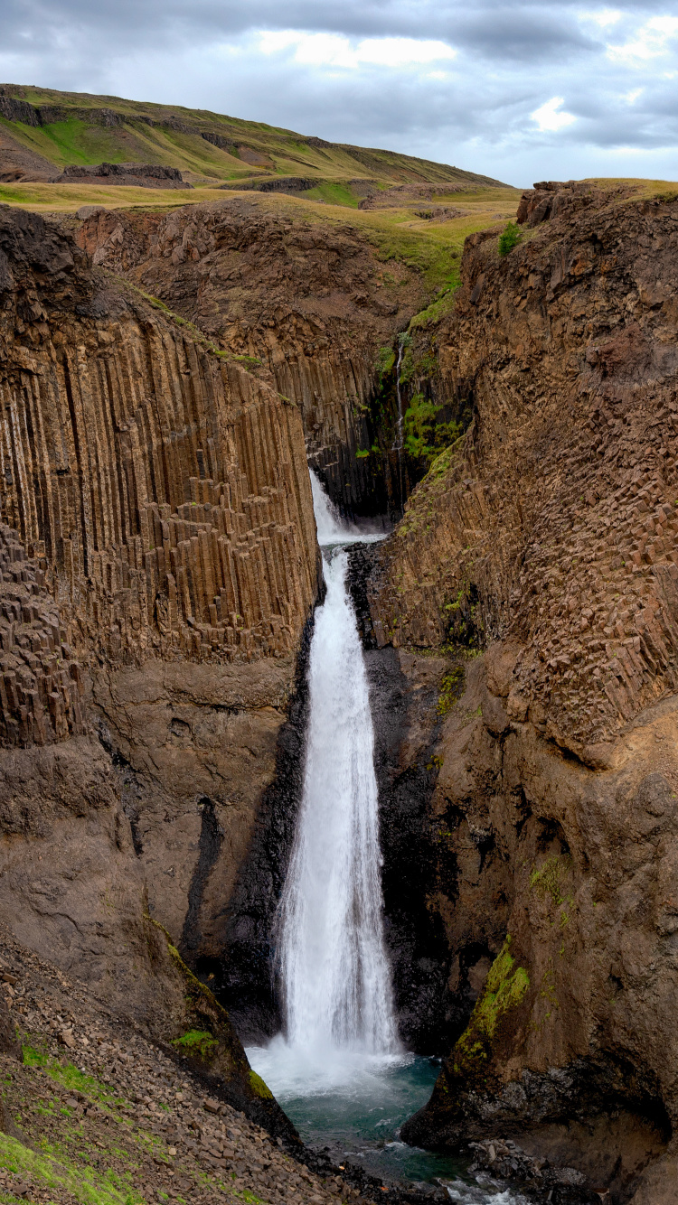 Wasserfall, Gewässer, Wasser, Wasserressourcen, Natur. Wallpaper in 750x1334 Resolution