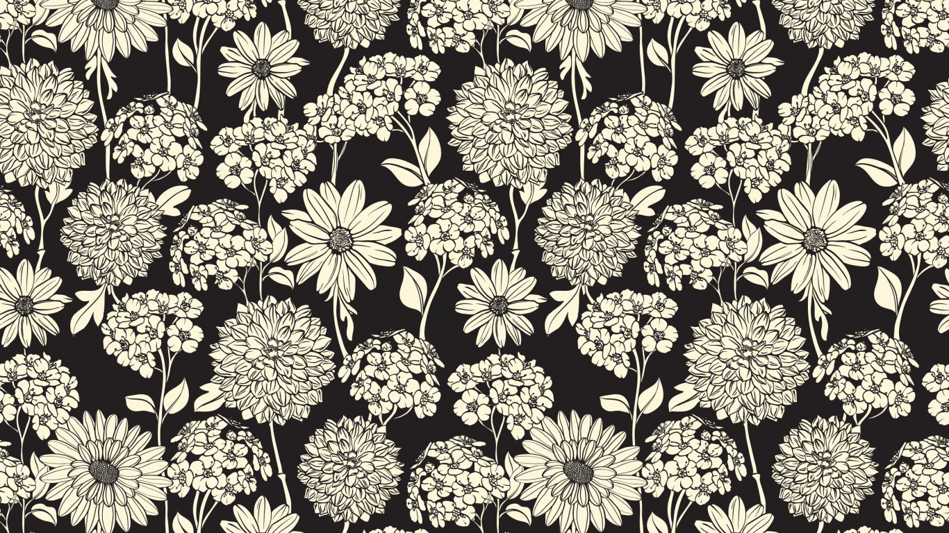 Gelbe Und Schwarze Blumenillustration. Wallpaper in 1366x768 Resolution