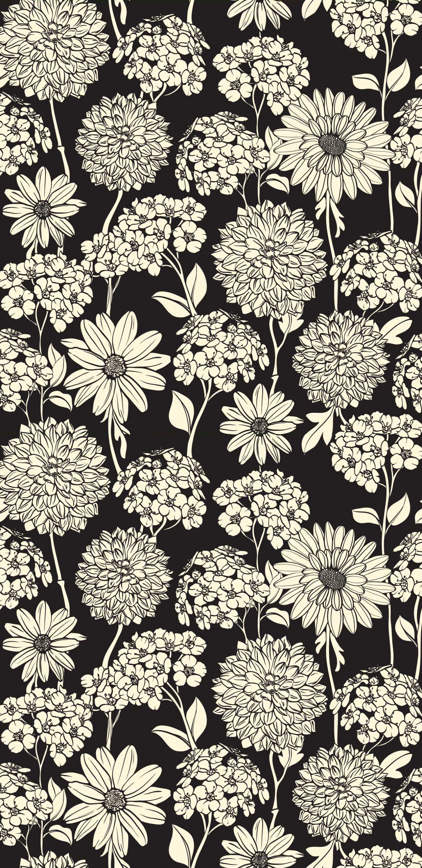 Gelbe Und Schwarze Blumenillustration. Wallpaper in 1440x2960 Resolution