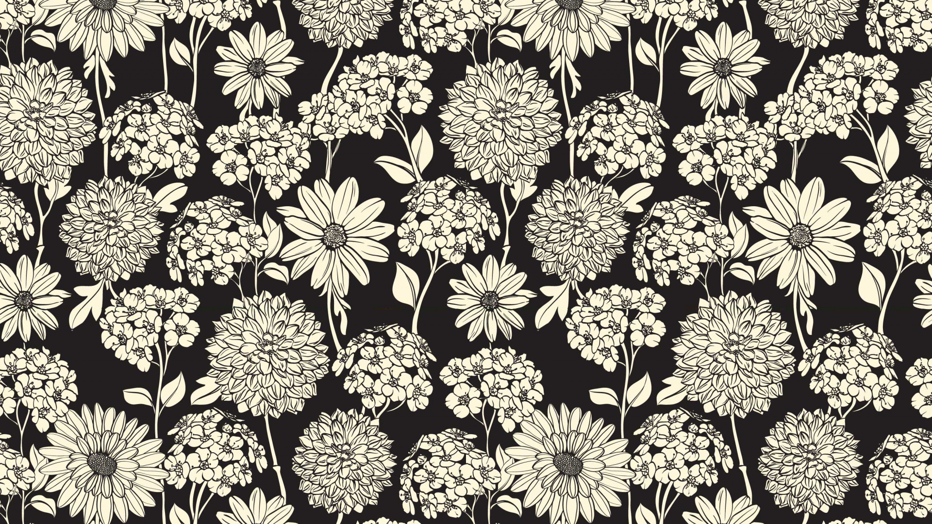 Gelbe Und Schwarze Blumenillustration. Wallpaper in 1920x1080 Resolution