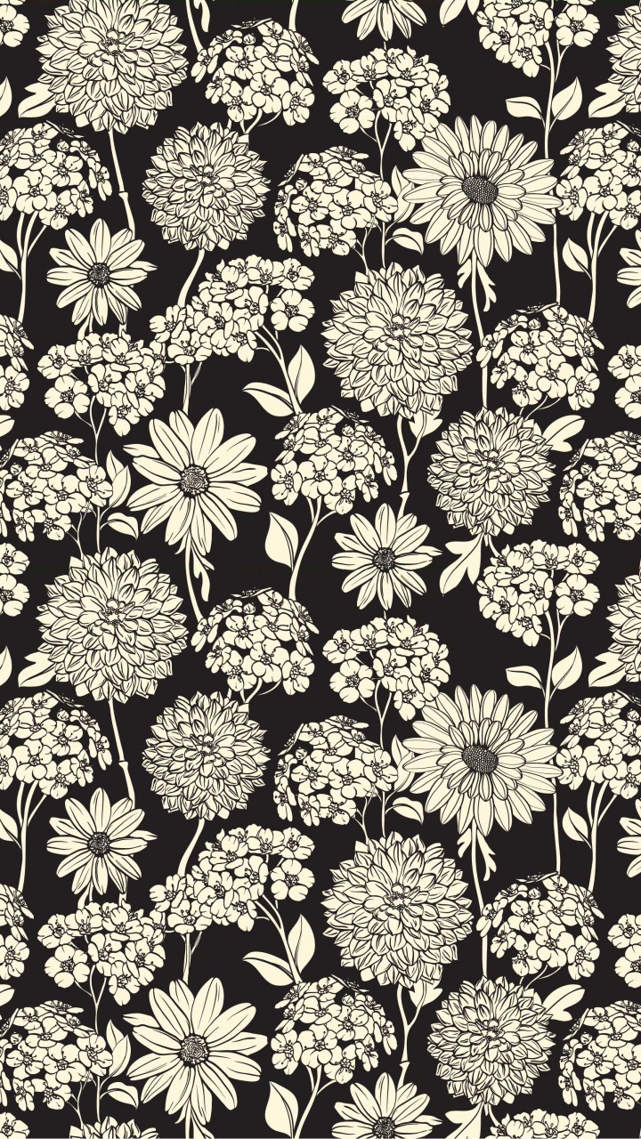 Gelbe Und Schwarze Blumenillustration. Wallpaper in 720x1280 Resolution