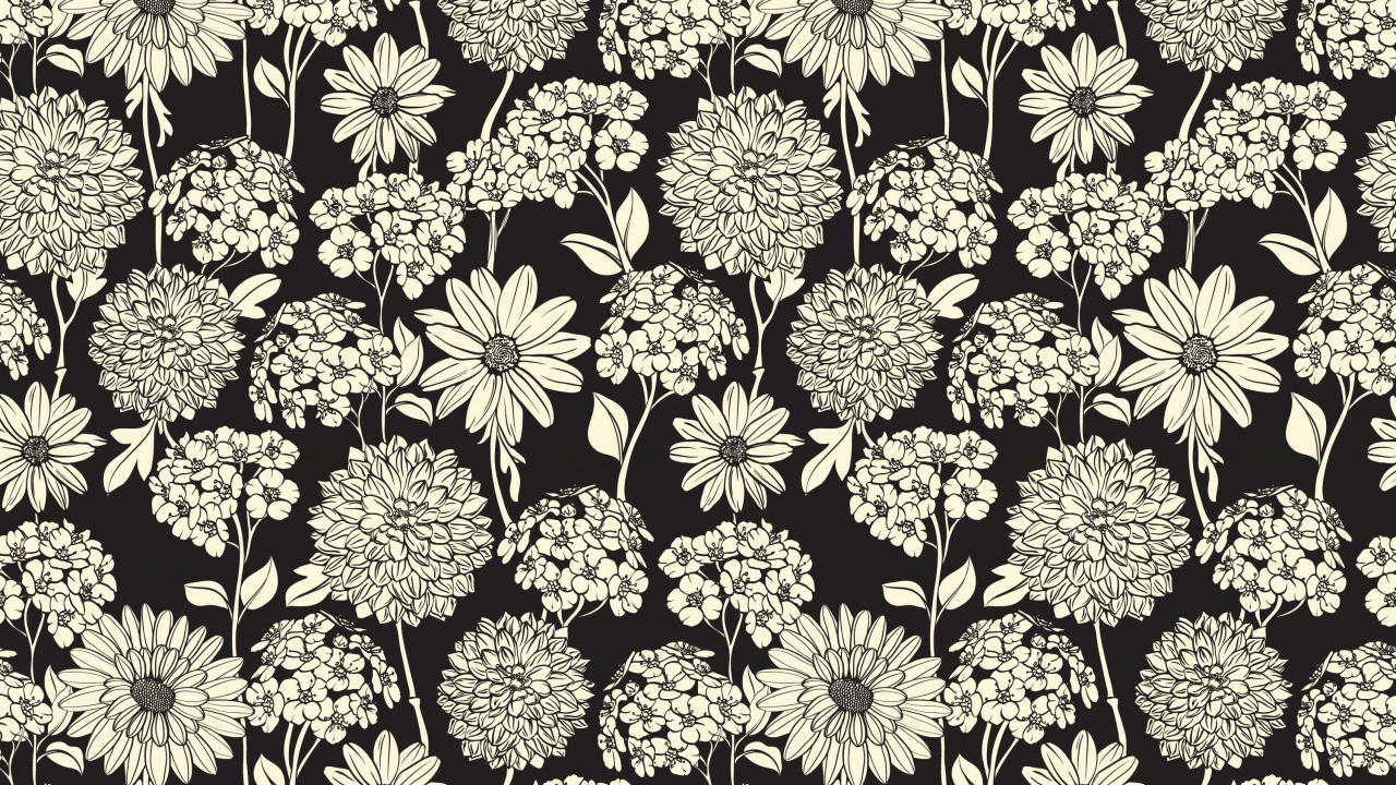 Illustration Florale Jaune et Noire. Wallpaper in 1280x720 Resolution