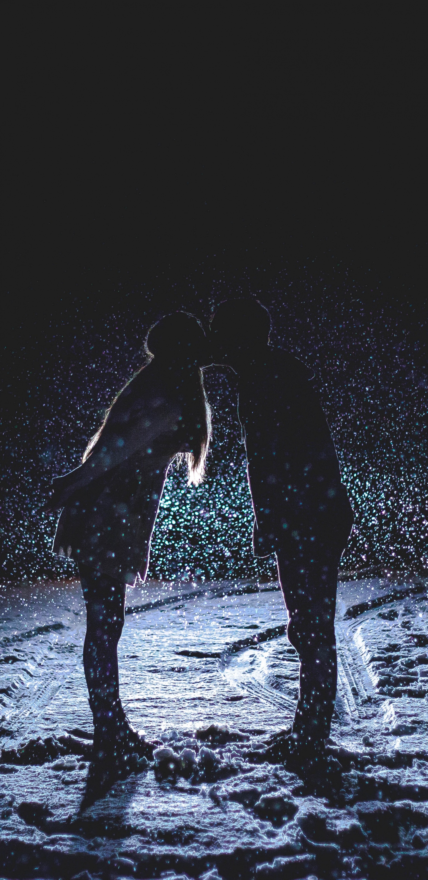 黑色的, 反射, 气氛, 大海, 约会 壁纸 1440x2960 允许