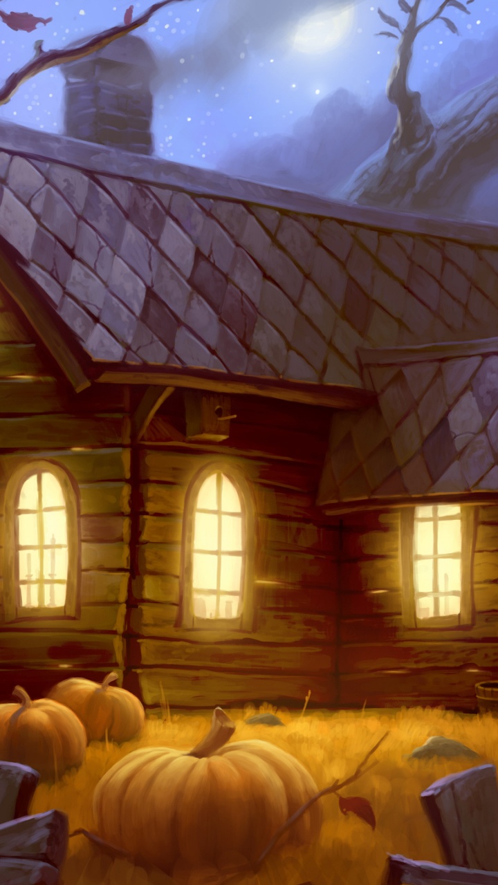 Art, Maison, Log Cabin, Halloween, Arts Créatifs. Wallpaper in 720x1280 Resolution