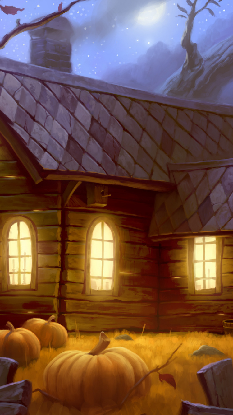 Art, Maison, Log Cabin, Halloween, Arts Créatifs. Wallpaper in 750x1334 Resolution