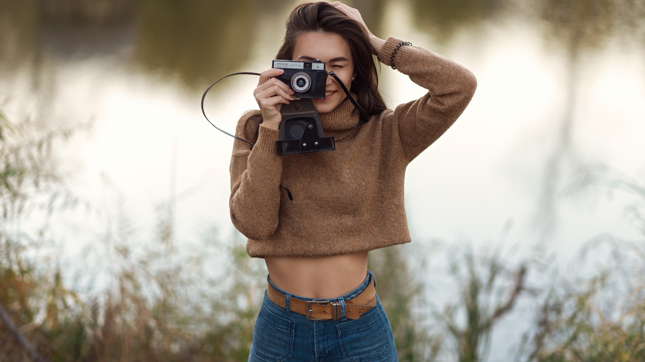 Camara, Gafas, Belleza, Hombro, Cool. Wallpaper in 1280x720 Resolution