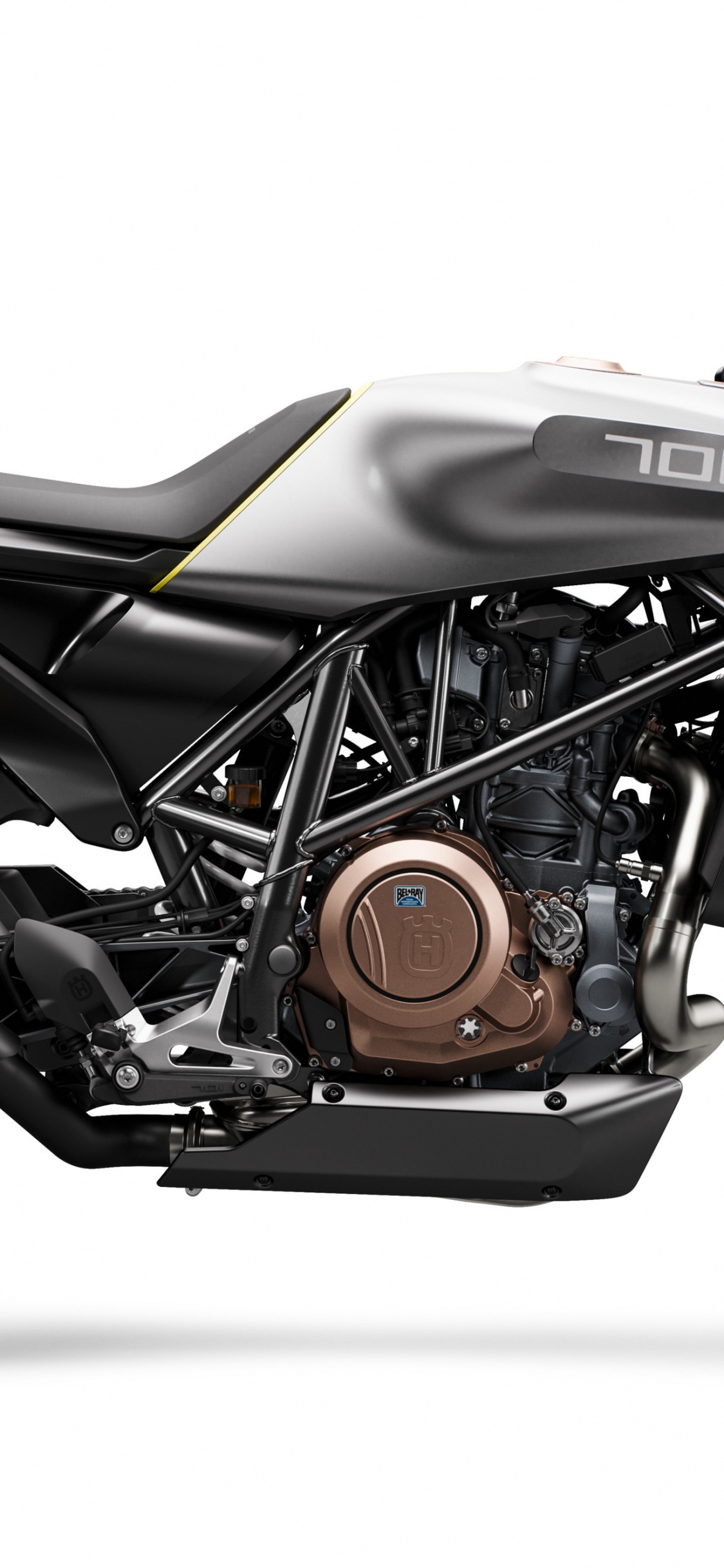 Motocicleta Negra y Naranja Con Fondo Blanco.. Wallpaper in 1125x2436 Resolution