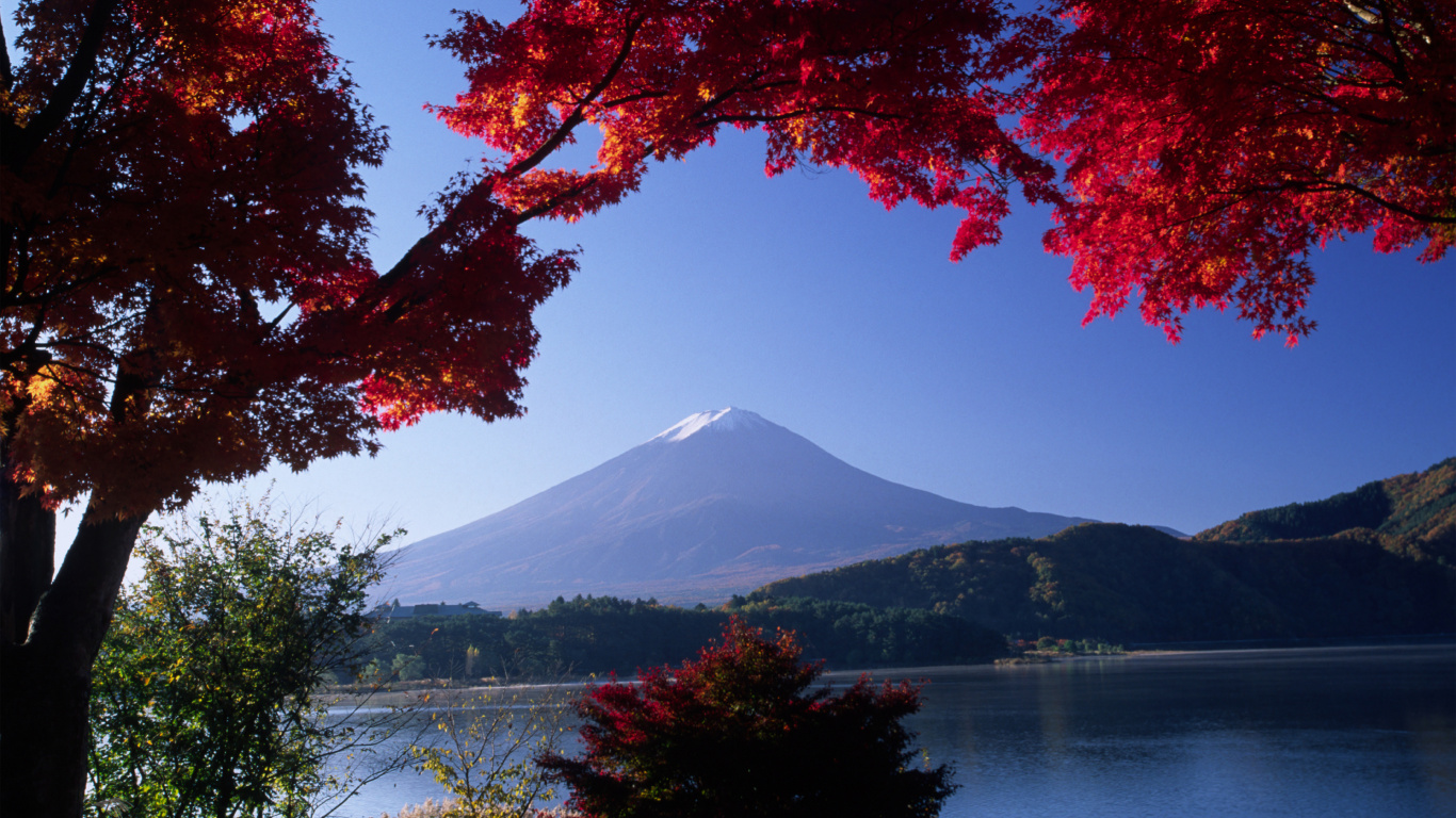 富士山, 性质, 反射, 天空, 安装的风景 壁纸 1366x768 允许