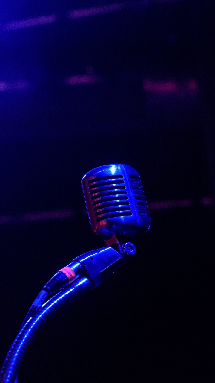 Microphone, Blue, Violette, Lumière, Performance. Wallpaper in 720x1280 Resolution