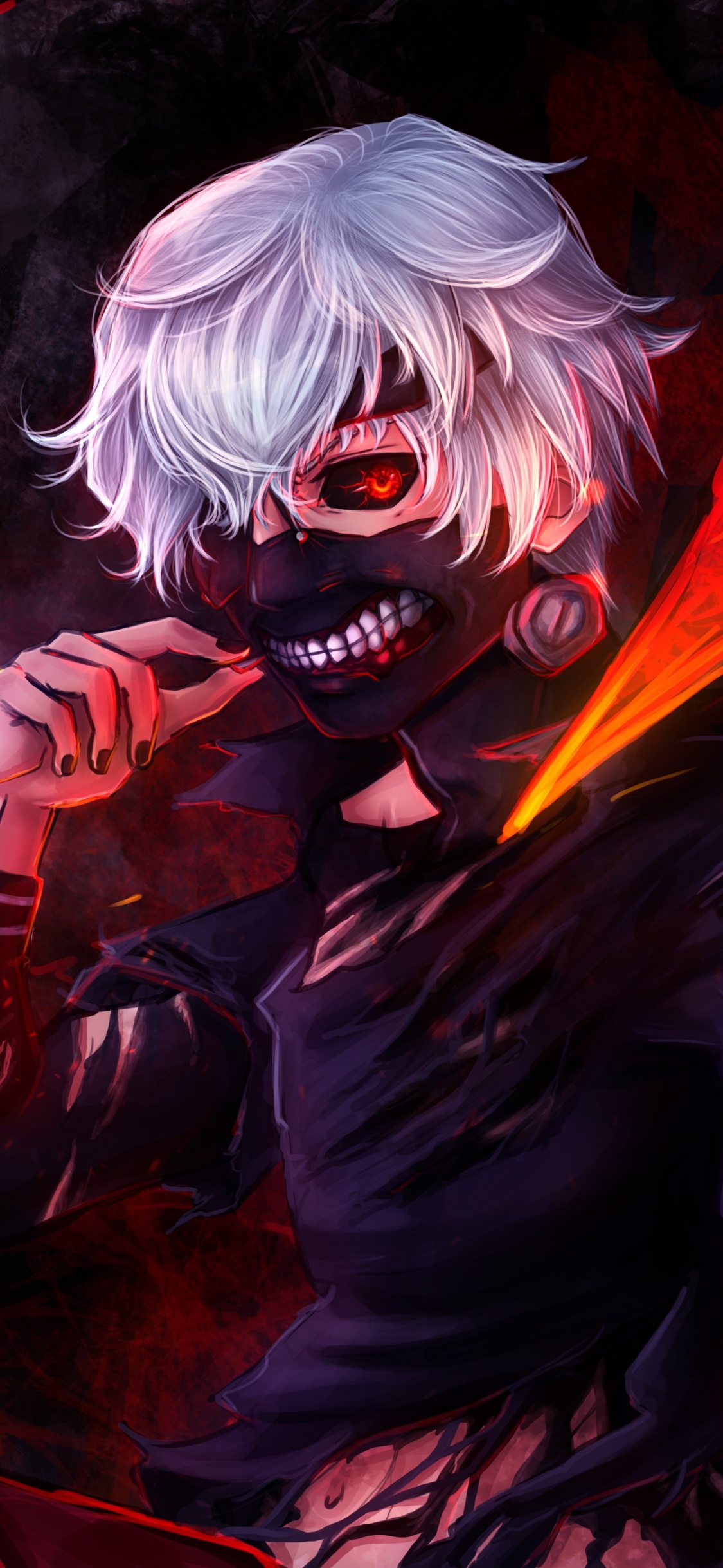 Man in Black and Red Suit Anime Character. Wallpaper in 1125x2436 Resolution