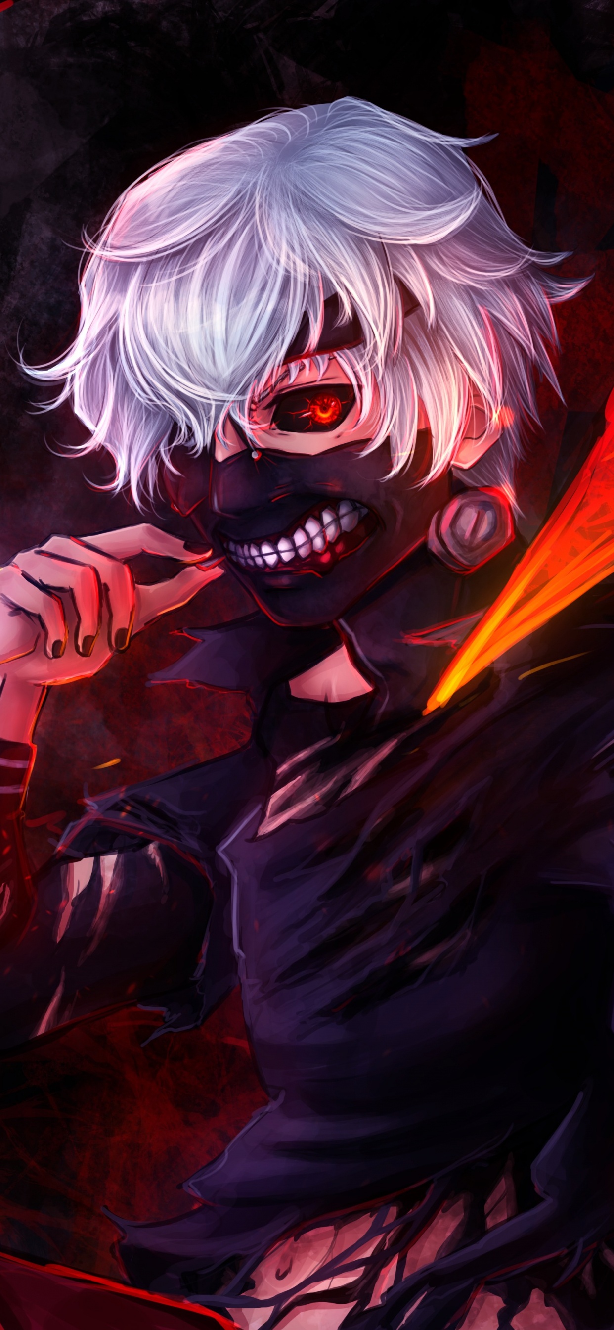 Man in Black and Red Suit Anime Character. Wallpaper in 1242x2688 Resolution