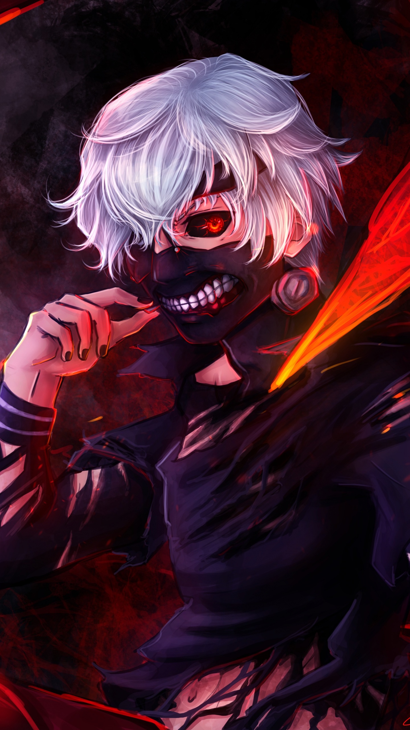 Man in Black and Red Suit Anime Character. Wallpaper in 1440x2560 Resolution