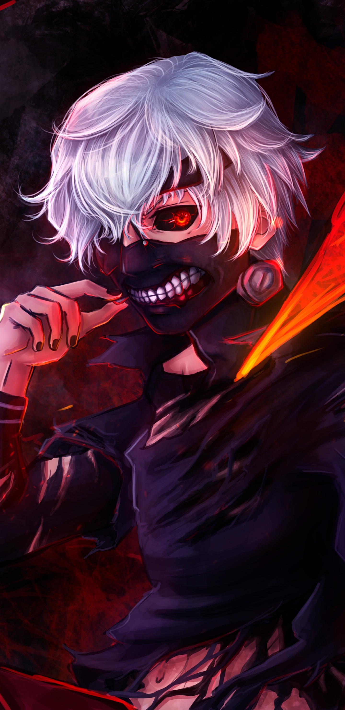 Man in Black and Red Suit Anime Character. Wallpaper in 1440x2960 Resolution