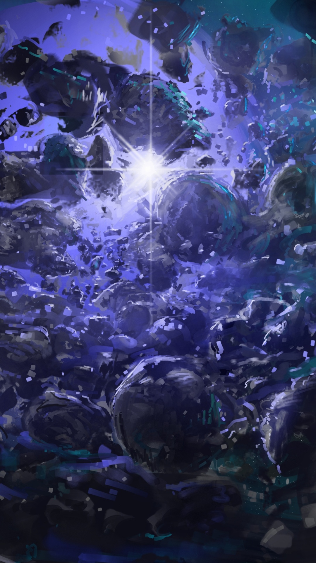 Peinture Abstraite Bleu Vert et Violet. Wallpaper in 1080x1920 Resolution