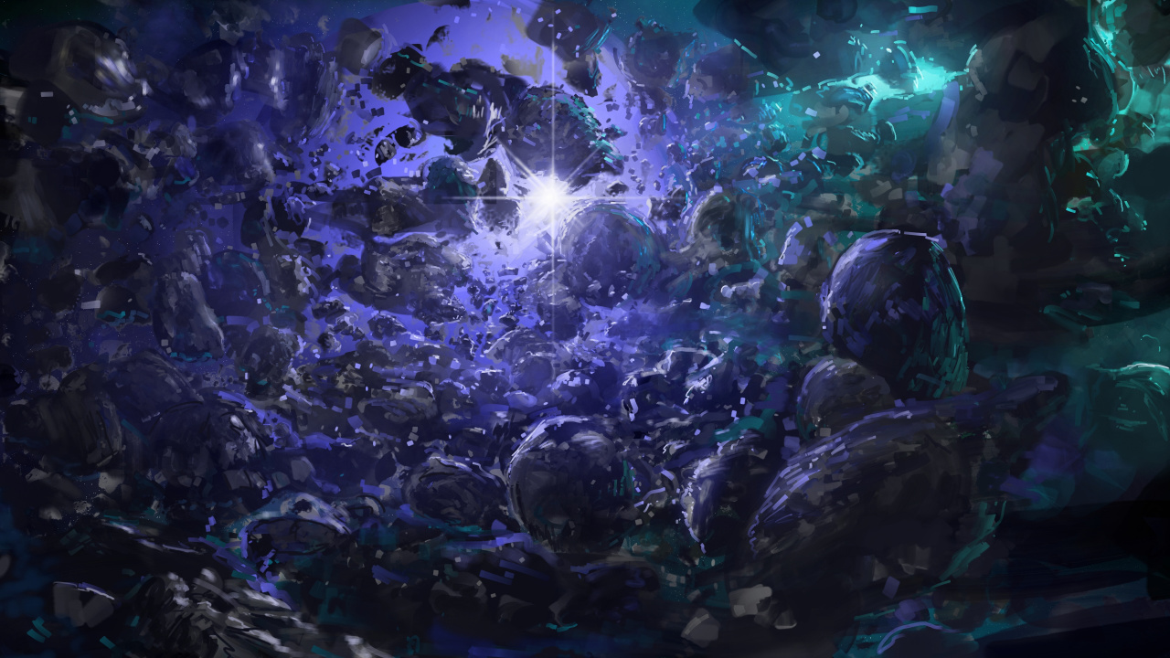 小行星, 数码艺术, 艺术, 紫色的, 空间 壁纸 1280x720 允许